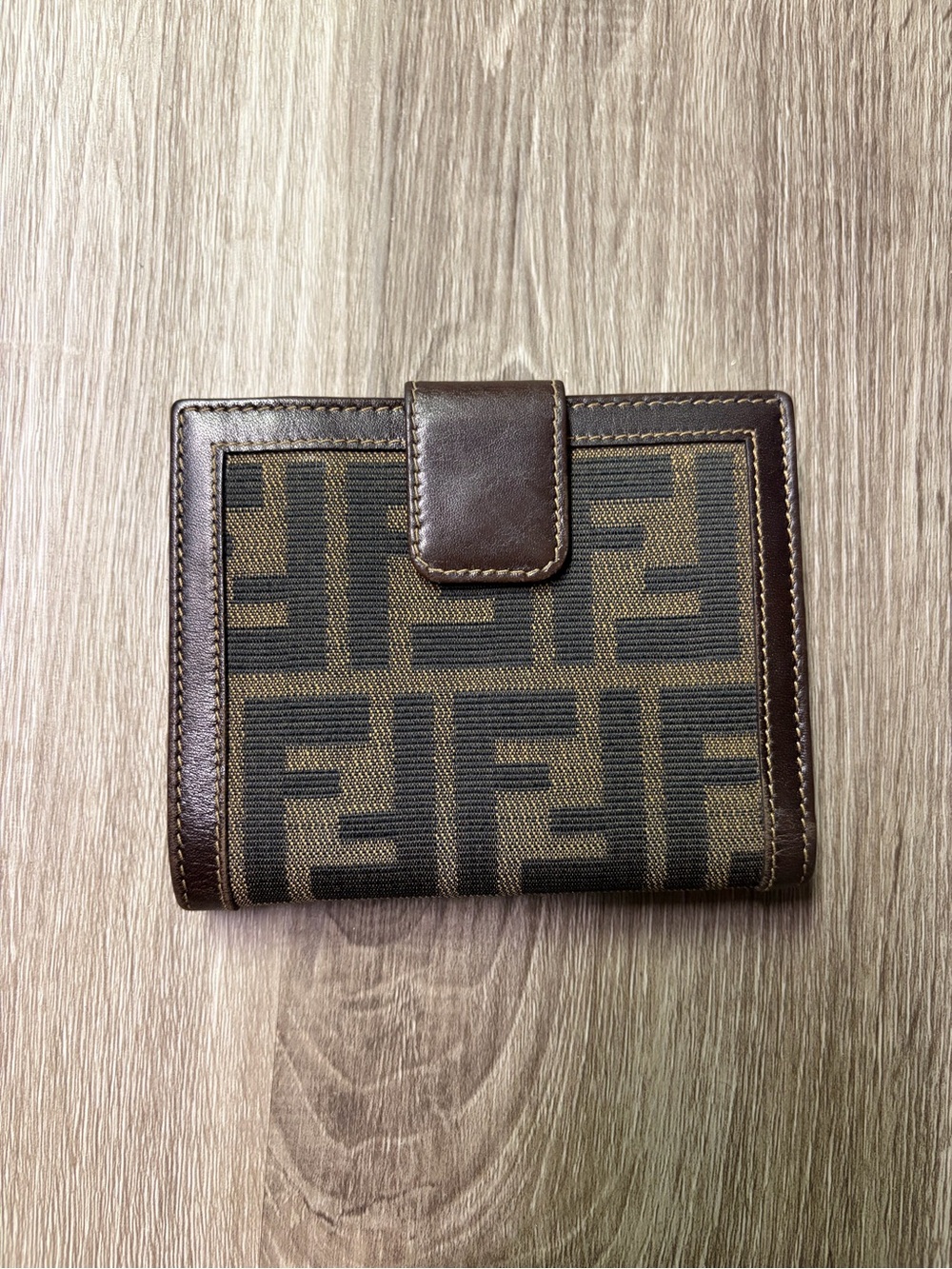 Fendi Brown and Black Zucca Canvas Wallet